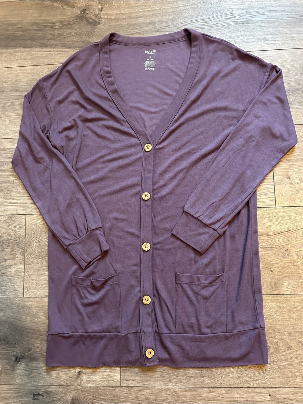 Kyte BABY Bamboo Plum Button-Front Long Cardigan size S